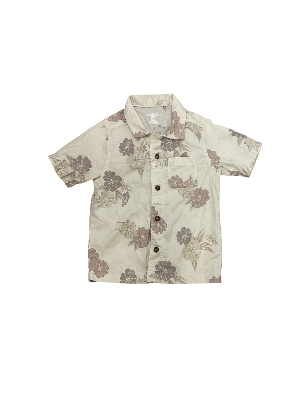 OshKosh B'gosh Beige Floral Short-Sleeve Button-Down Shirt